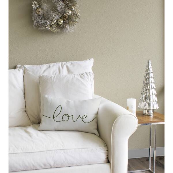 Shop Love Mix Match Holiday Ivory Green Throw Pillow On Sale