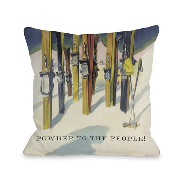 Powder to the People Vintage Ski Throw Pillow