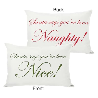 Santa Says Naughty or Nice Reversible Throw Pillow