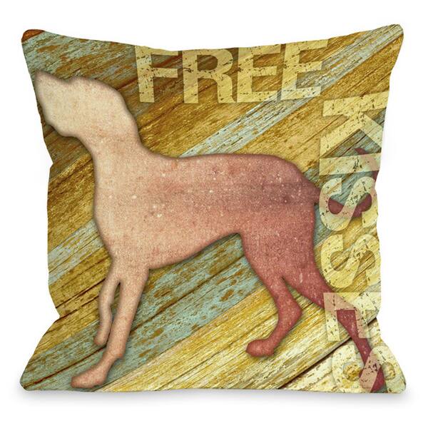 Free Kisses Dog Wood Throw Pillow 8441479
