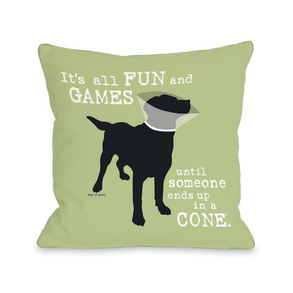 Its all fun and games Green Throw Pillow