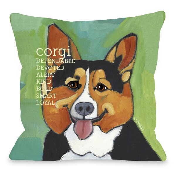 Square Corgi Dog Decorative Throw Pillow