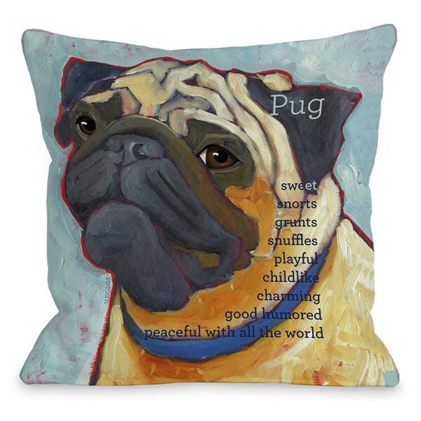 Pug Dog Throw Pillow Overstock 8441594