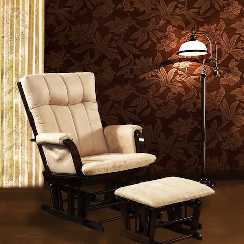 Artiva USA Home Deluxe Mocha Microfiber Cushion Glider Chair and Ottoman Set