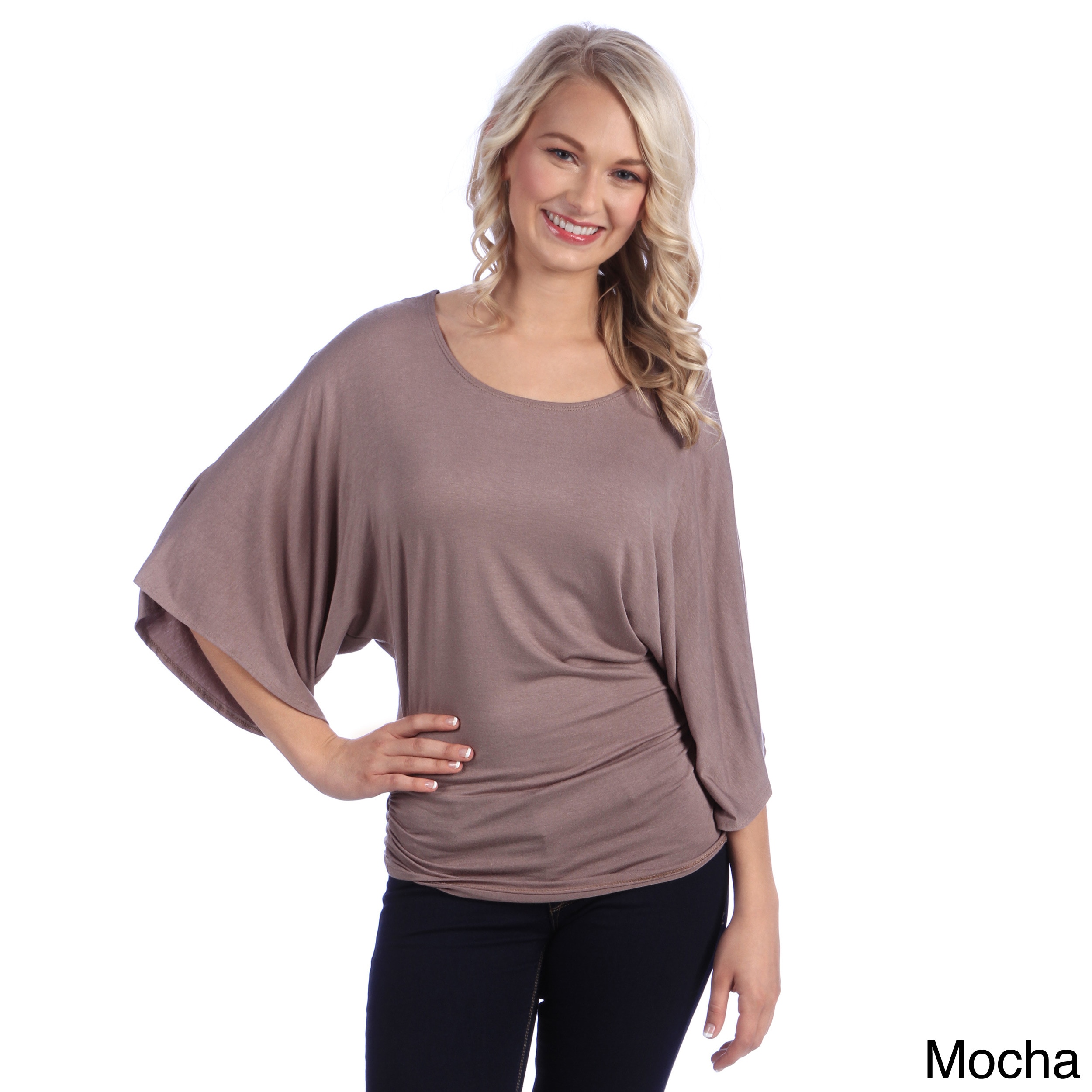 Tabeez Tabeez Womens Solid Dolman Sleeve Top Grey Size M (8  10)