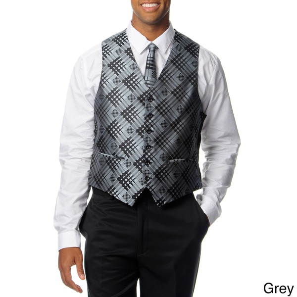 Caravelli Men's 'Fusion' Mixed Media Vest and Tie Set Caravelli Vests