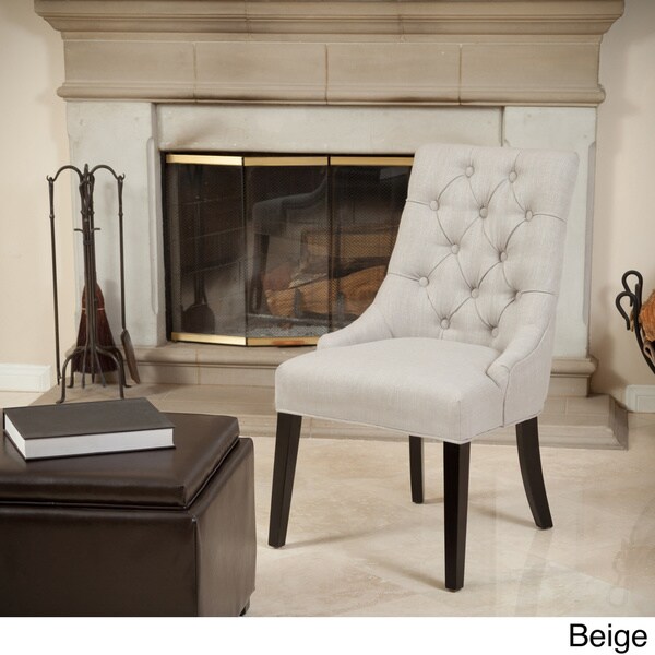 Shop Katrina Tufted Linen Dining Chair by Christopher Knight Home