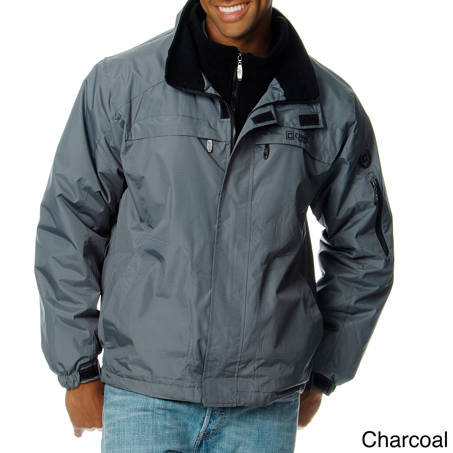 Chaps Mens Double Collar Fleece Bib Jacket