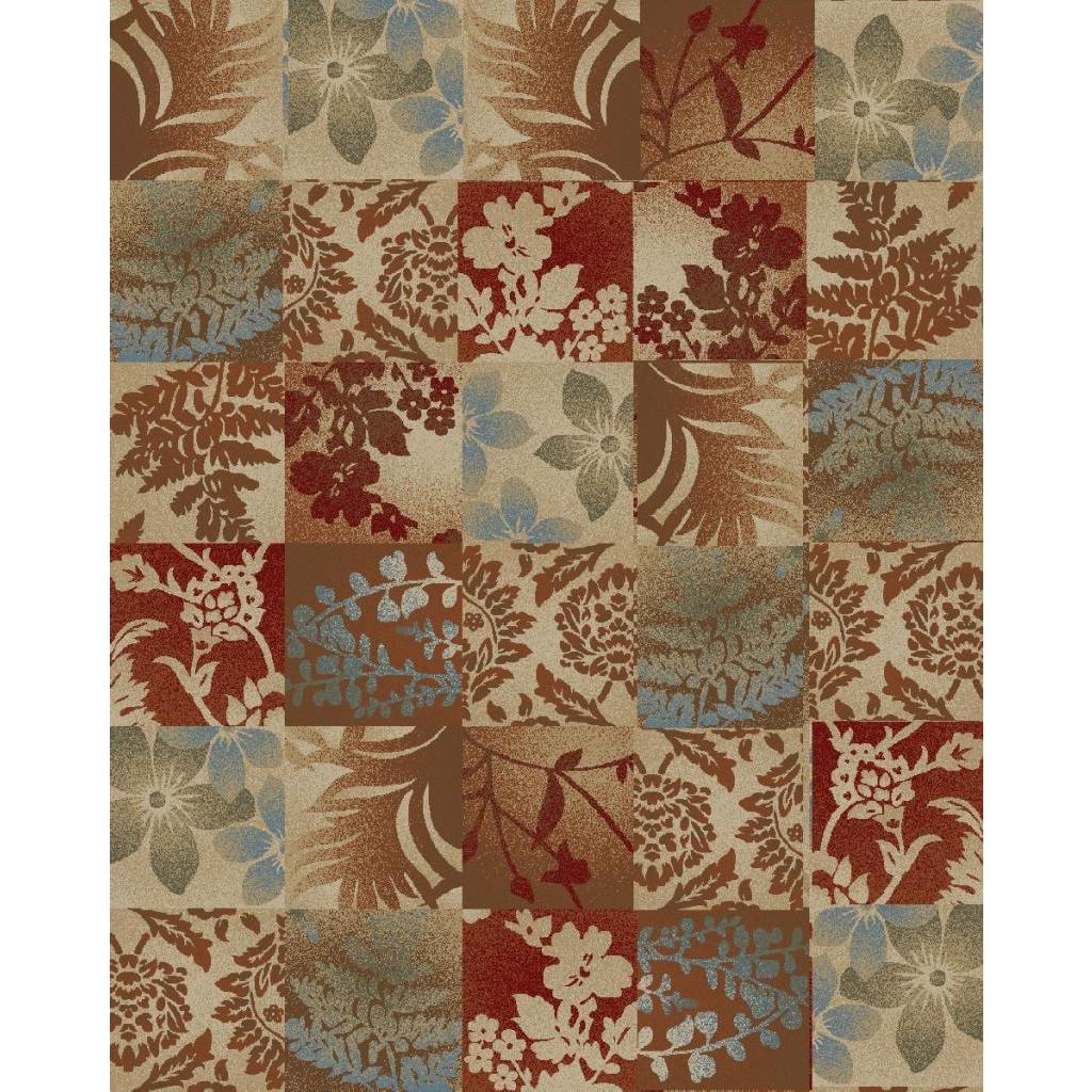 Flowers Squared Multicolored Area Rug (710 X 910)