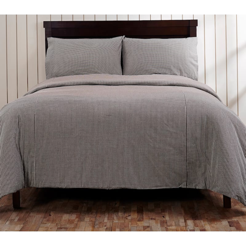 Cane Gingham Duvet Cover - Brown - Twin