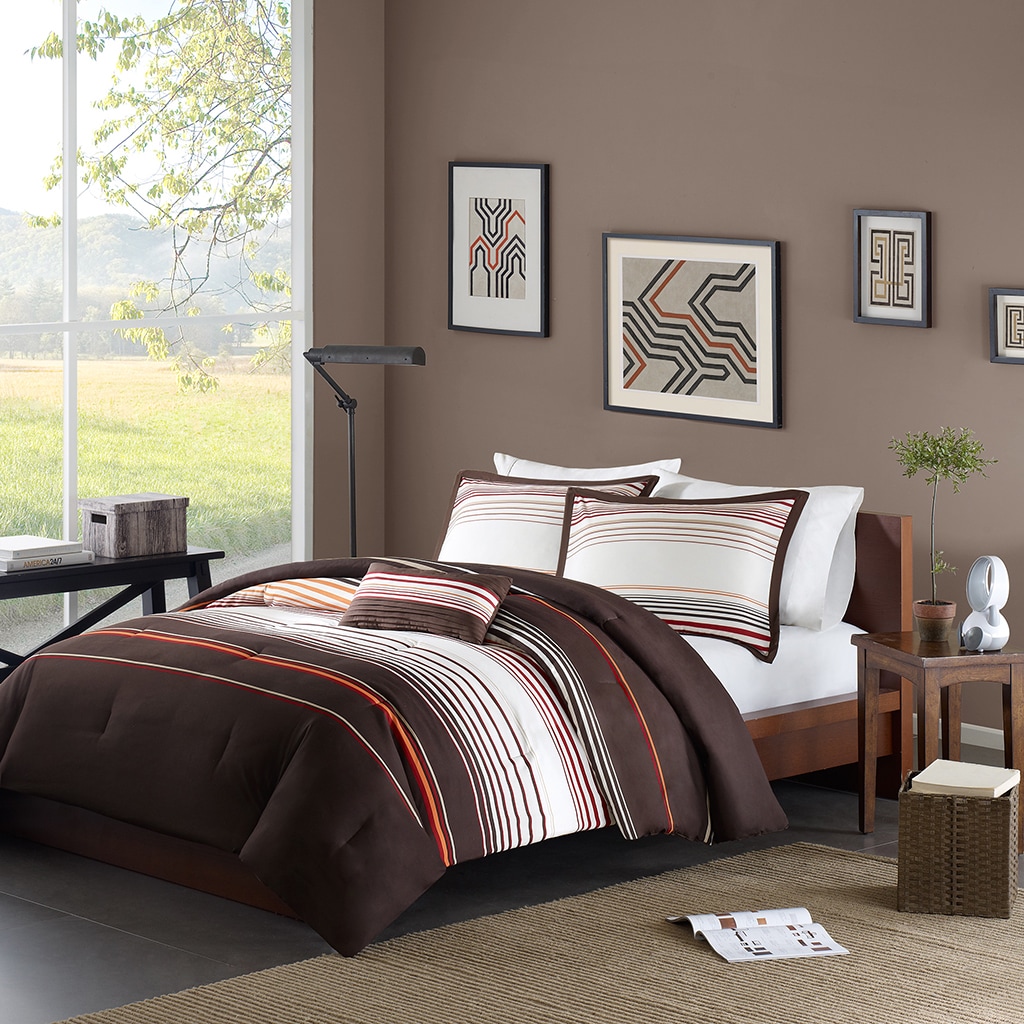 Mi Zone Mizone Marcus 4 piece Comforter Set Brown Size Full  Queen