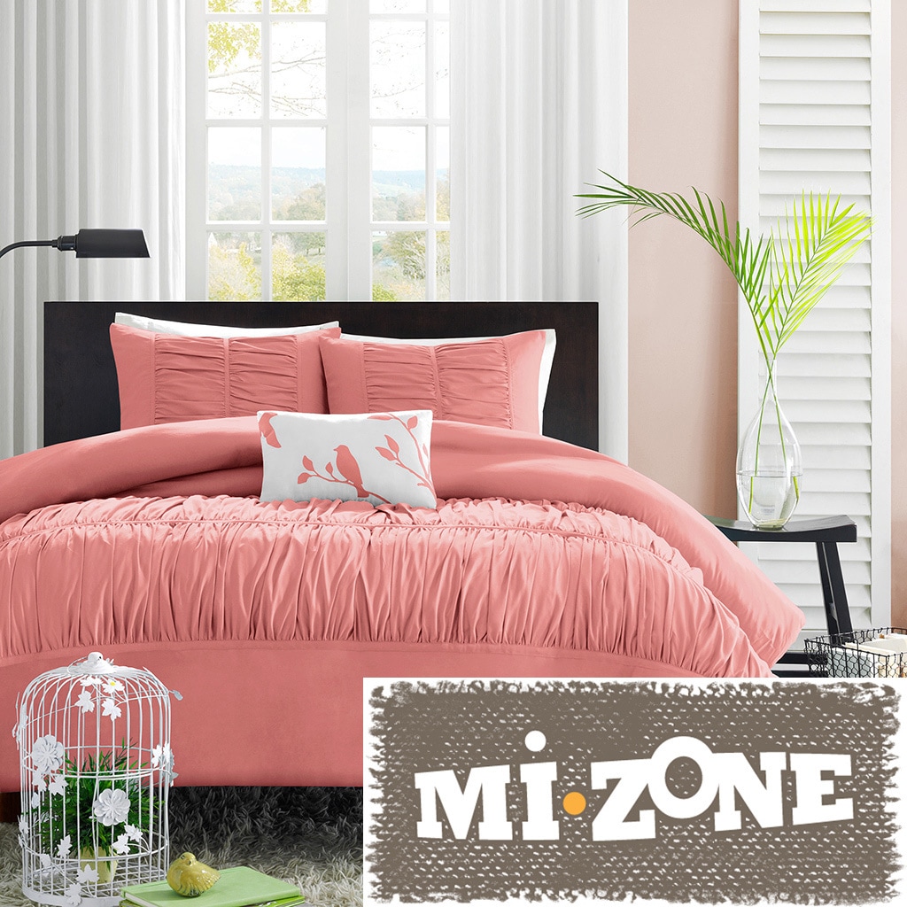 Mi Zone Mizone Lorena 4 piece Duvet Cover Set Orange Size Twin