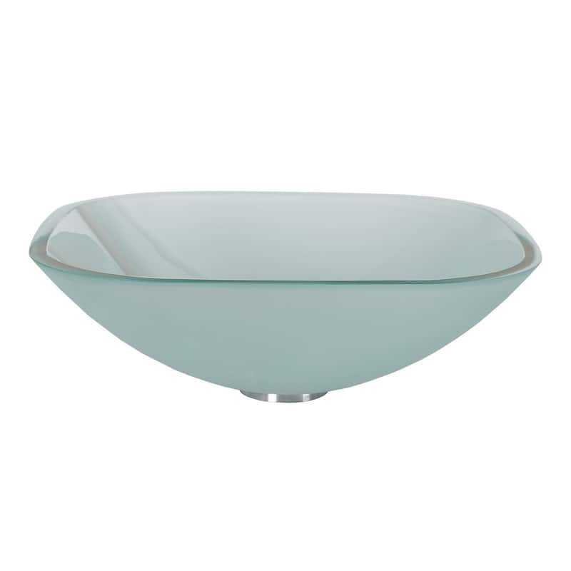 Elite Frosted Square Tempered Glass bathroom Sink with Faucet Combo