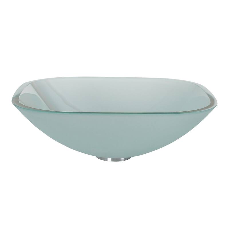 Elite Frosted Square Tempered Glass bathroom Sink with Faucet Combo