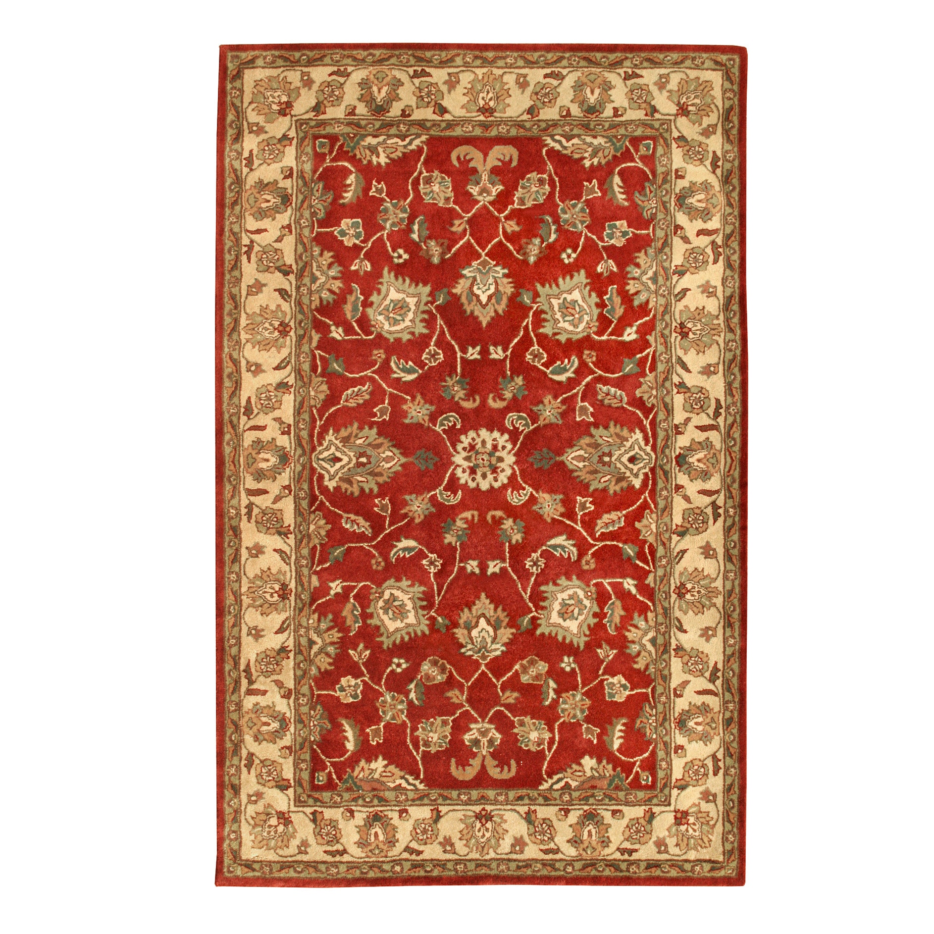 Hand tufted Vintage Red/ Gold Wool Area Rug (36 X 56)