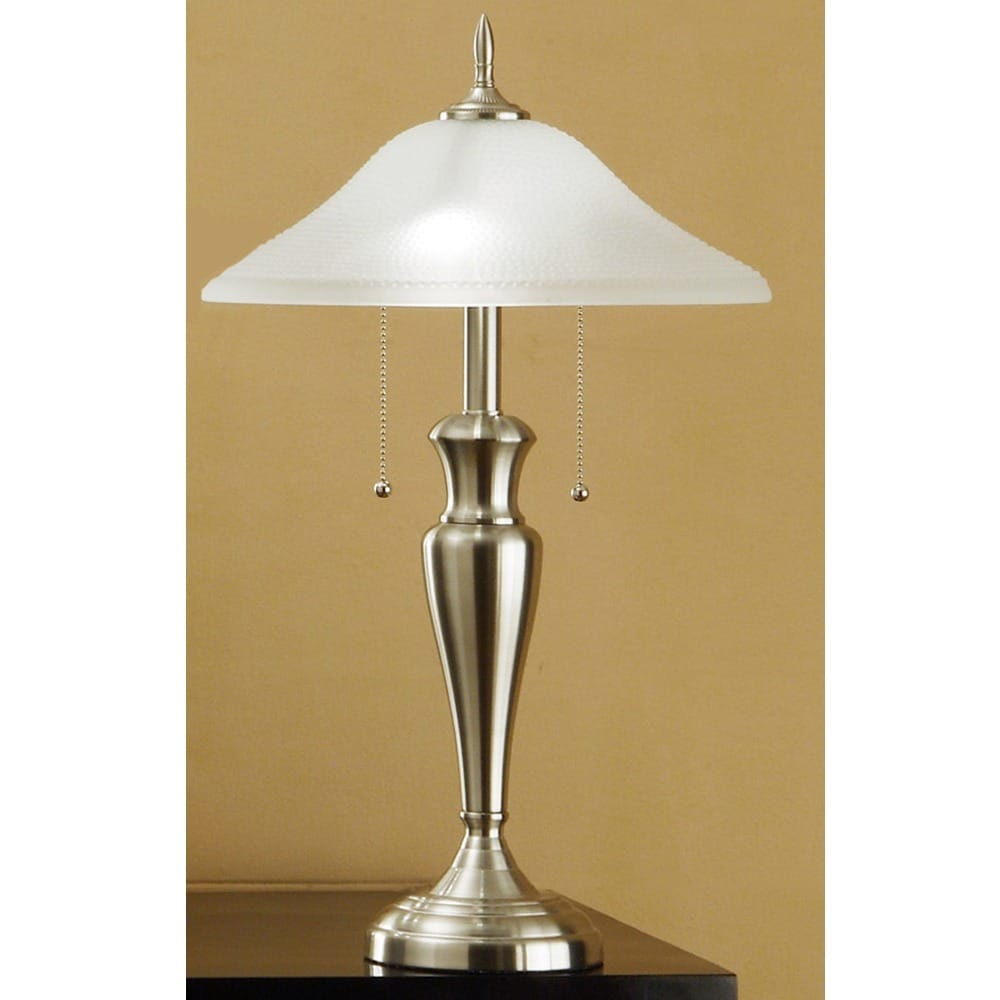 Artiva USA Twin-Pack Classic Cordinates 24-Inch Brushed Steel Table Lamps Set with Hammered Glass Shades