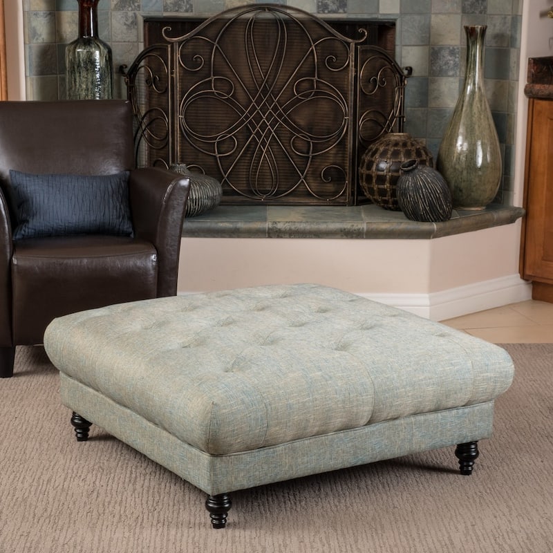 Bordeaux Vapor Fabric Tufted Ottoman by Christopher Knight Home