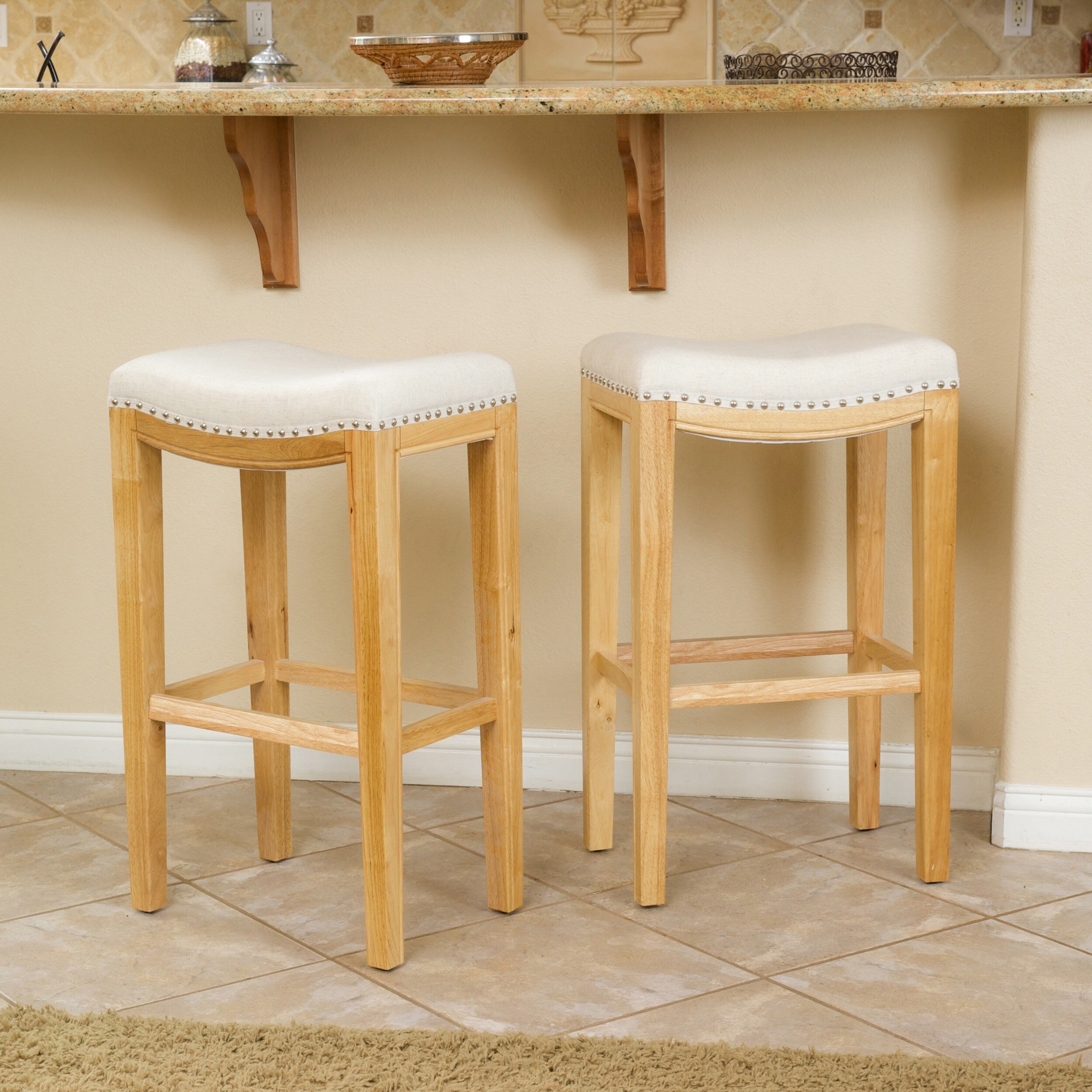 Christopher Knight Home Avondale 30-inch Beige Backless Bar Stool Brown//Set of 2
