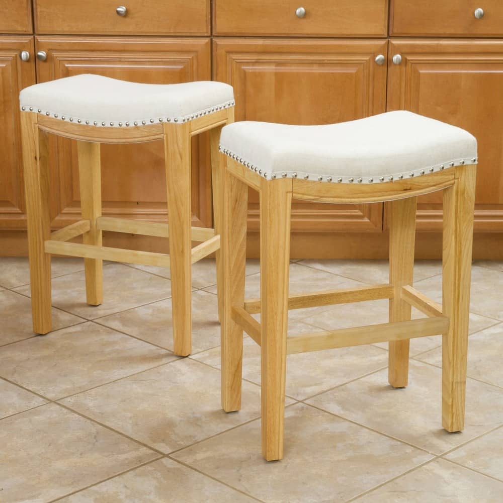 Avondale 26-inch Beige Backless Counter Stool (Set of 2) by Christopher Knight Home - 12.40" D x 18.50" W x 26.20" H