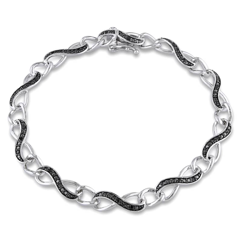 Miadora Sterling Silver 1/4ct TDW Black Diamond Infinity Bracelet
