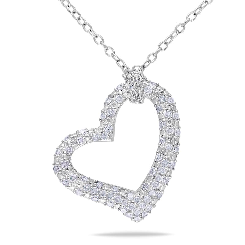Miadora Sterling Silver 1/3ct TDW Diamond Heart Necklace
