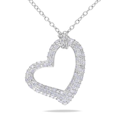 Miadora Sterling Silver 1/3ct TDW Diamond Heart Necklace