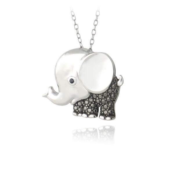 Shop DB Designs Sterling Silver Black Diamond-accent Elephant Necklace ...
