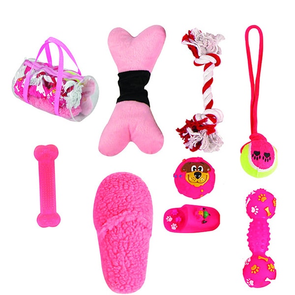 Pet Life 8 piece Pink Dog Toy Set   15741849   Shopping
