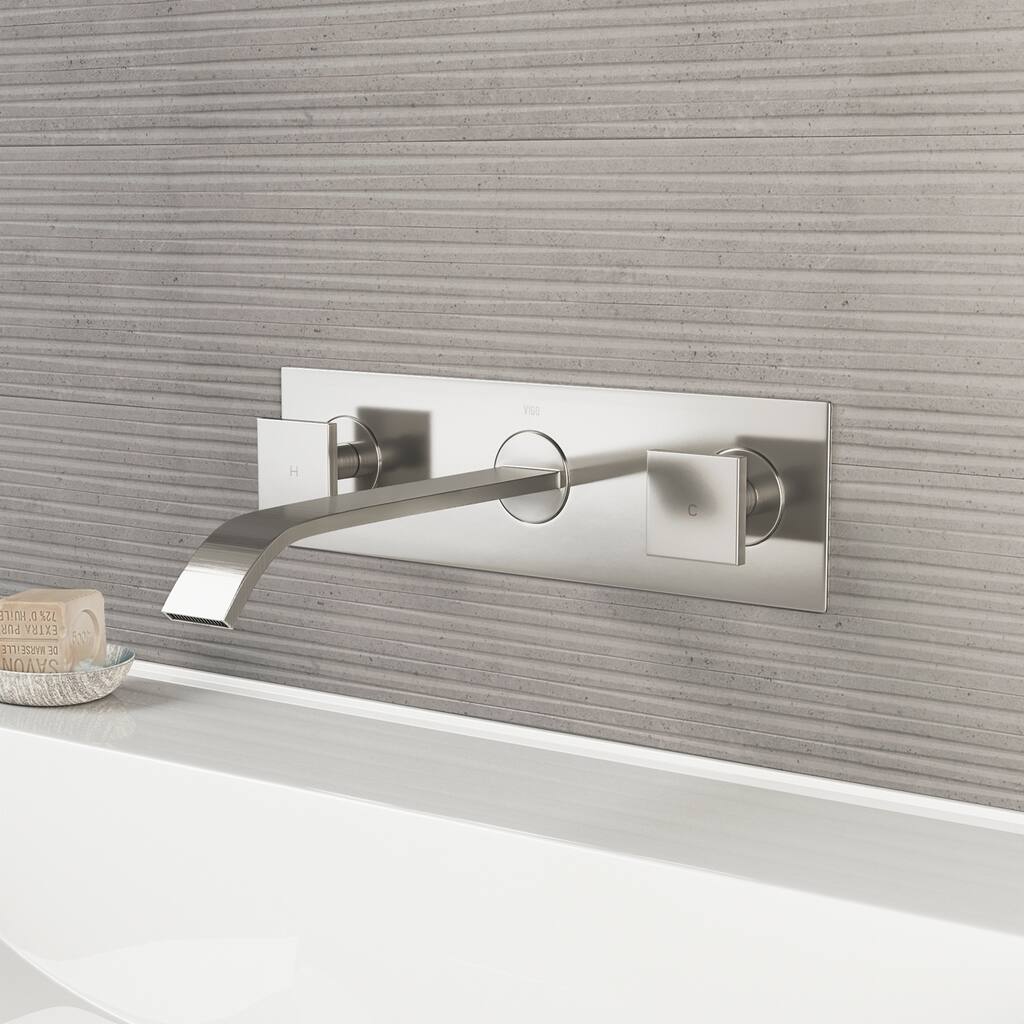 VIGO Titus Brushed Nickel Wall Mount Bathroom Faucet