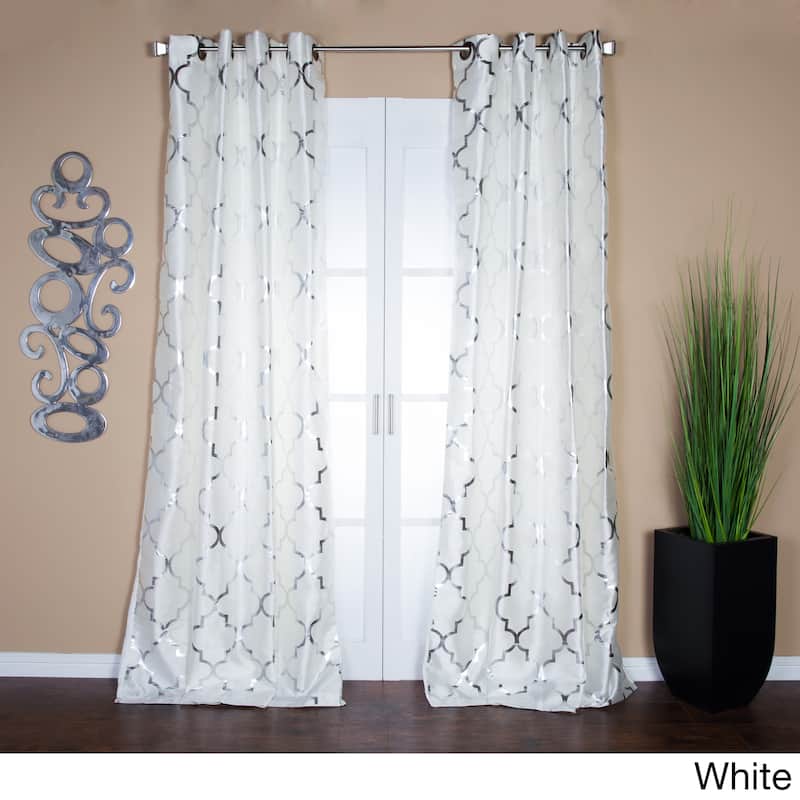Lambrequin Casablanca Modern Metallic Trellis Pattern Curtain Panel