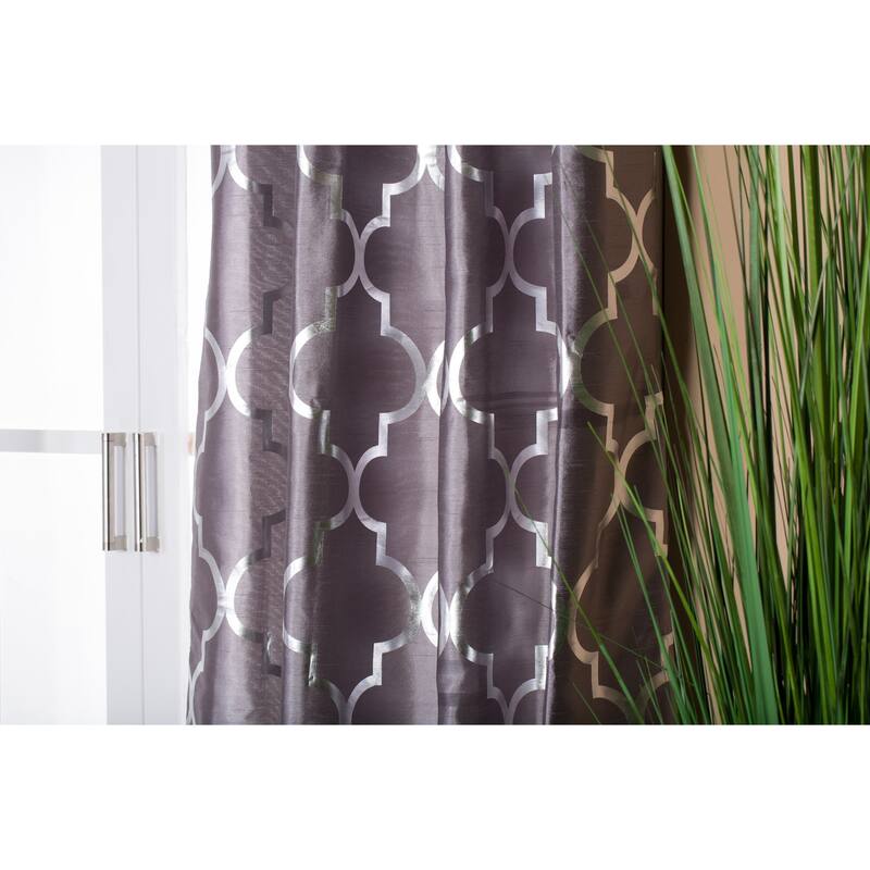 Lambrequin Casablanca Modern Metallic Trellis Pattern Curtain Panel