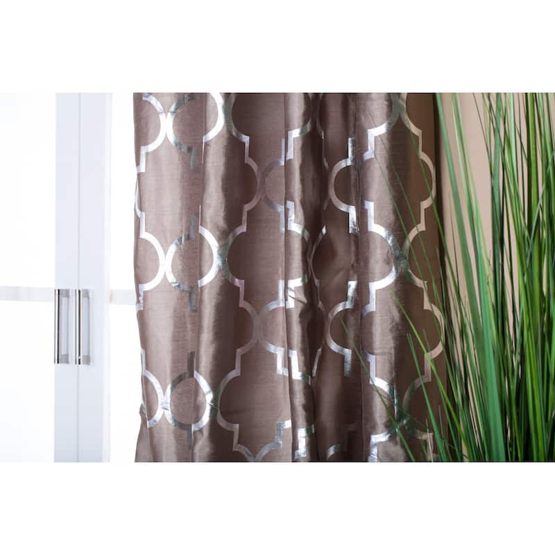 Lambrequin Casablanca Modern Metallic Trellis Pattern Curtain Panel