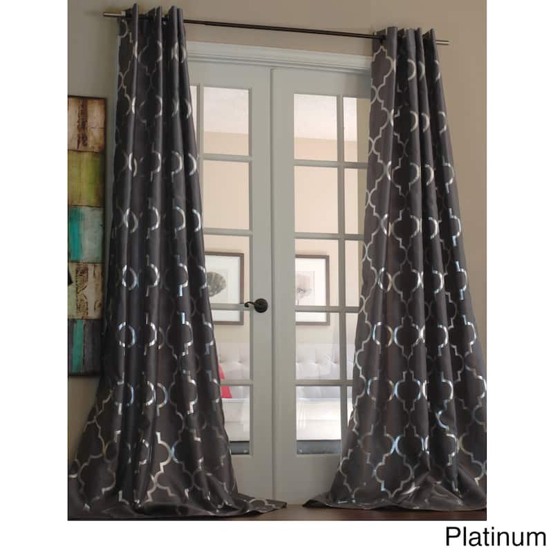 Lambrequin Casablanca Modern Metallic Trellis Pattern Curtain Panel