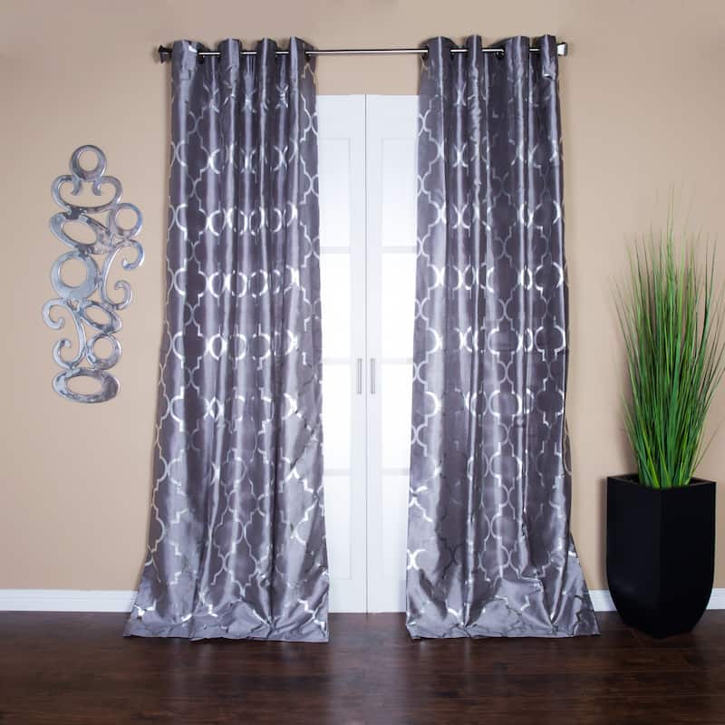 Lambrequin Casablanca Modern Metallic Trellis Pattern Curtain Panel