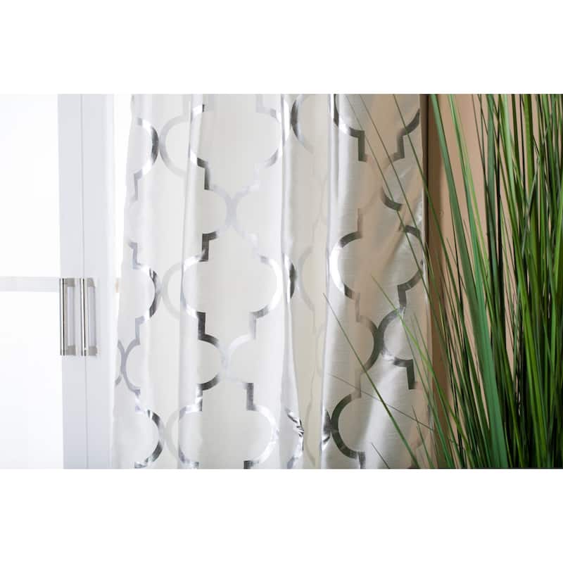 Lambrequin Casablanca Modern Metallic Trellis Pattern Curtain Panel