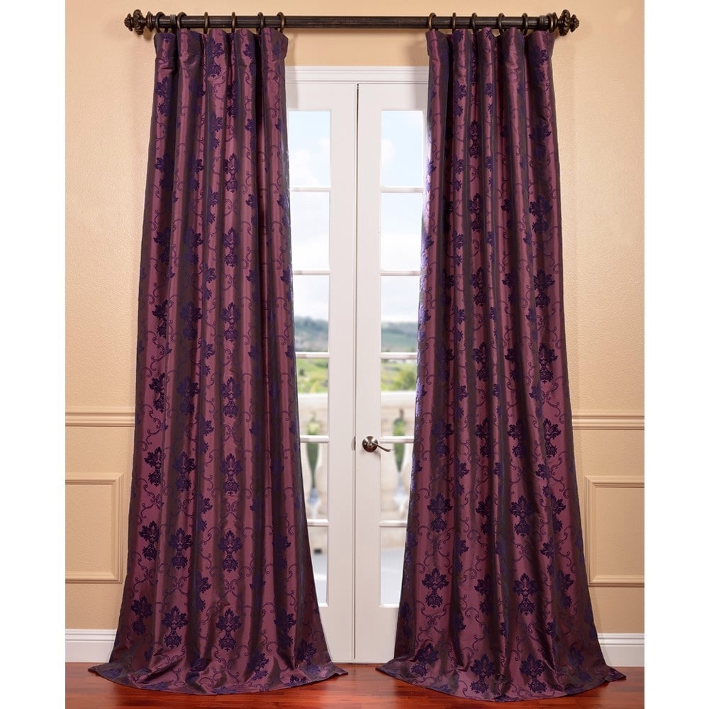 Fiori Dahlia Flocked Faux Silk Curtain Panel