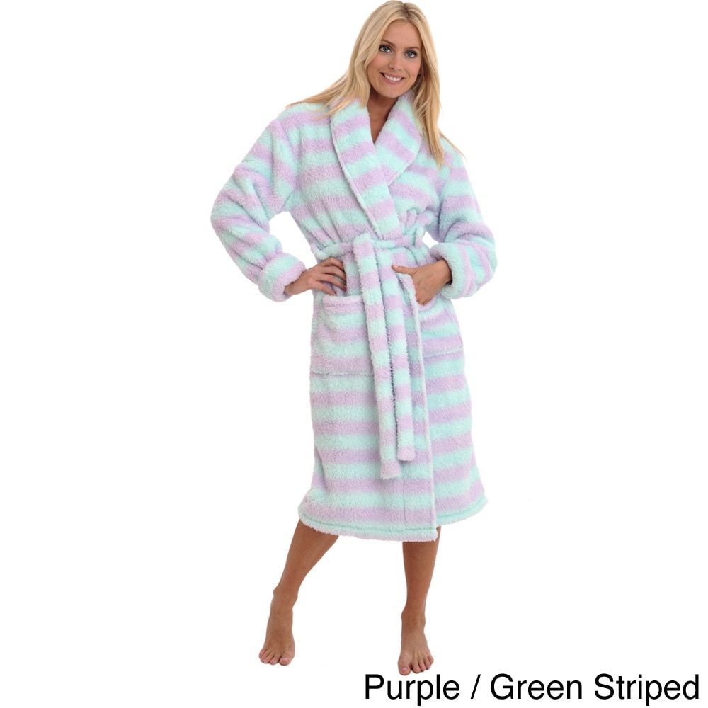 Del Rossa Womens Shawl Collar Fluffy Fleece Robe