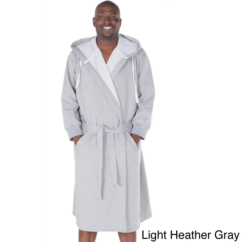 Alexander Del Rossa Del Rossa Mens Sweatshirt Style Fleece lined Cotton Bath Robe Grey Size XL