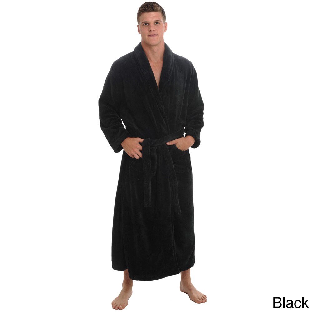 Del Rossa Mens Full Length Shawl Collar Fleece Bath Robe