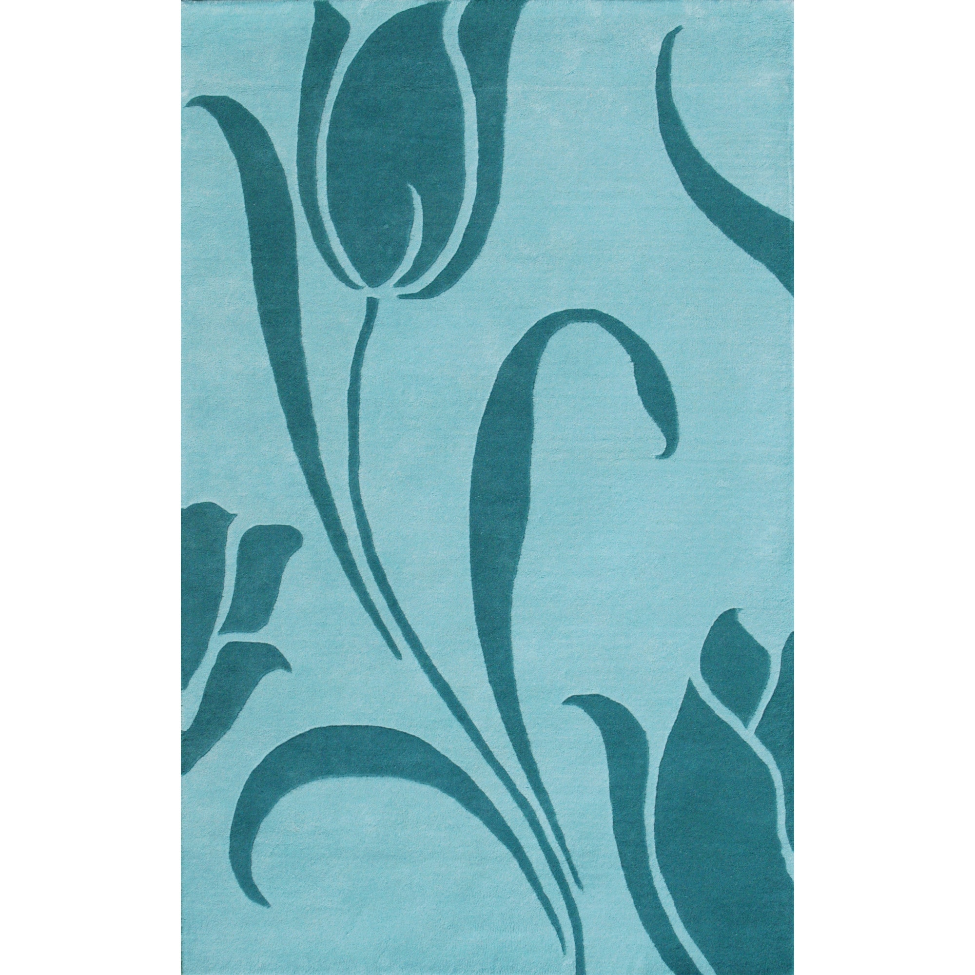 Floral Light Blue Rug (5 X 8)