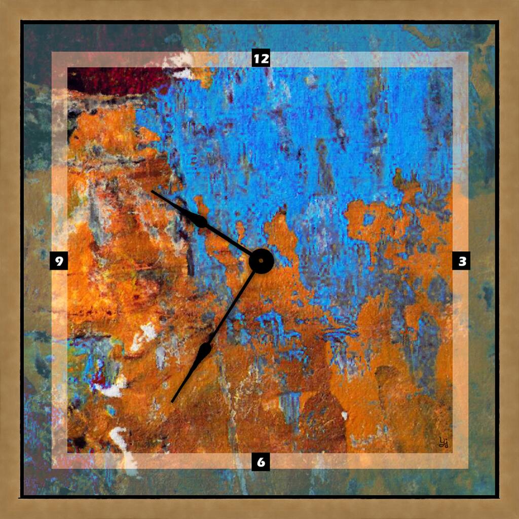 20 x 20-inch Blue and Yellow Art Clock