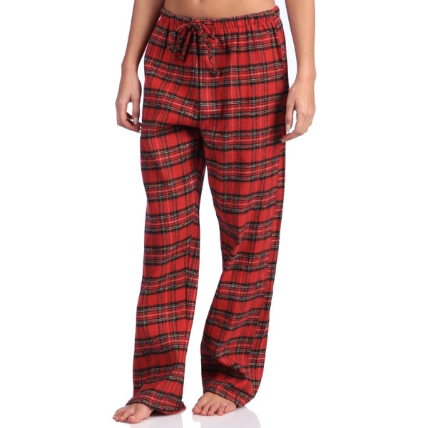 Shop Leisureland Women's Plaid Red Cotton Sleepwear Lounge Pants ...