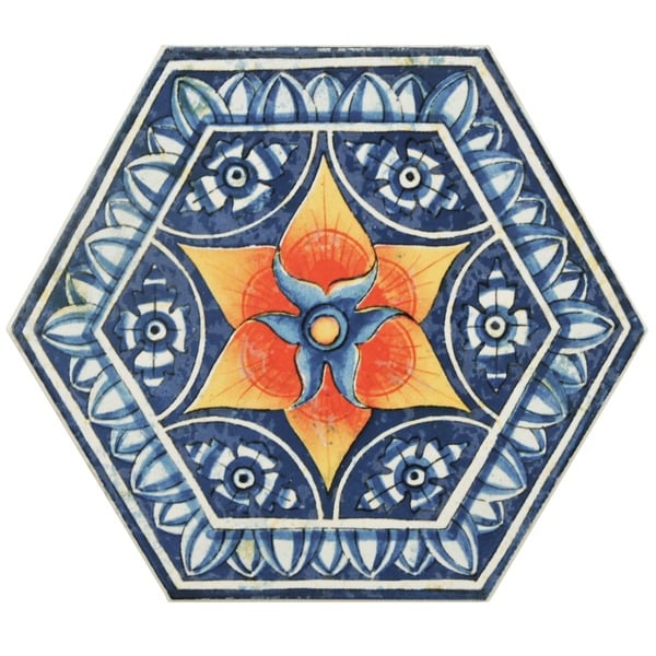 SomerTile 7 x 8 inch Hextile Basilica Pepe Decor Porcelain Floor and