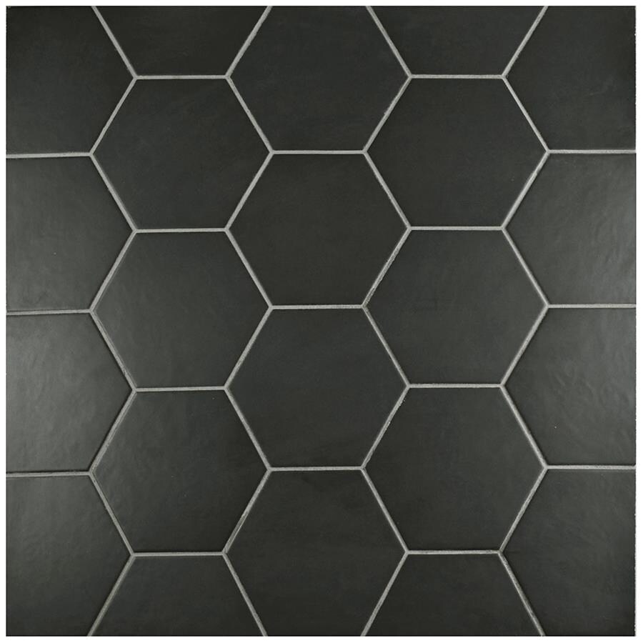 Somertile 7x8 Inch Hextile Matte Nero Porcelain Floor And Wall Tile 25 Tiles 7 67 Sqft