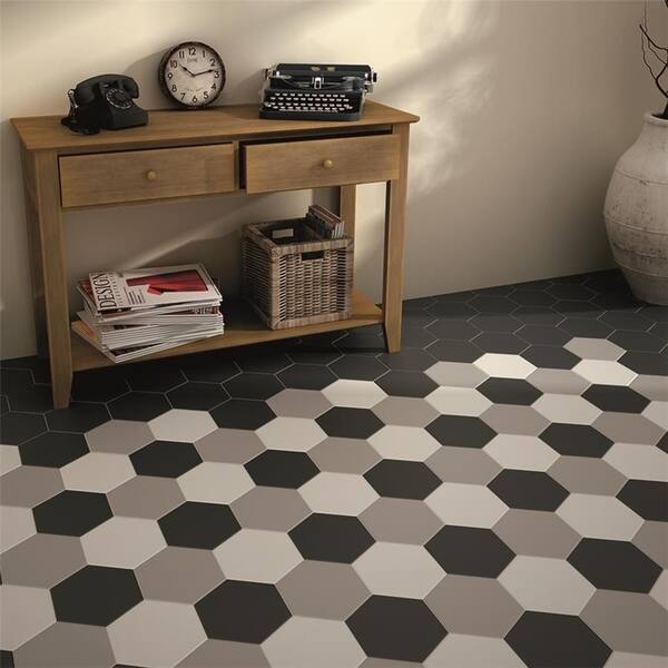 Shop Somertile 7x8 Inch Hextile Matte Nero Porcelain Floor