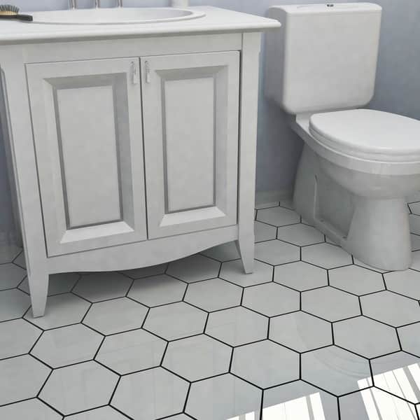 shop somertile 7x8-inch hextile matte blanco porcelain floor