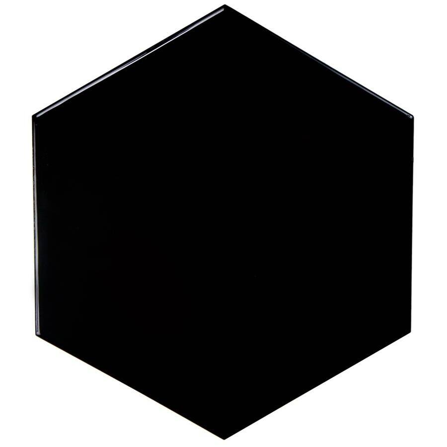 Merola Tile 7x8-inch Hextile Glossy Black Ceramic Wall Tile (14 tiles/4.4 sqft.)