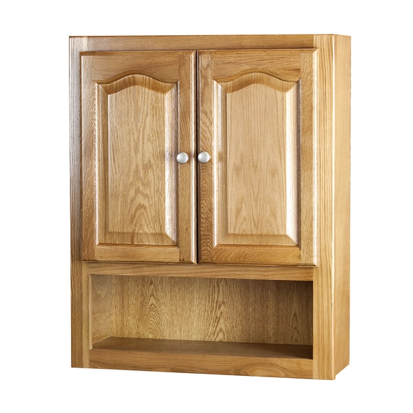 Raised Panel Oak 2-door Bathroom Wall Cabinet - Free ...