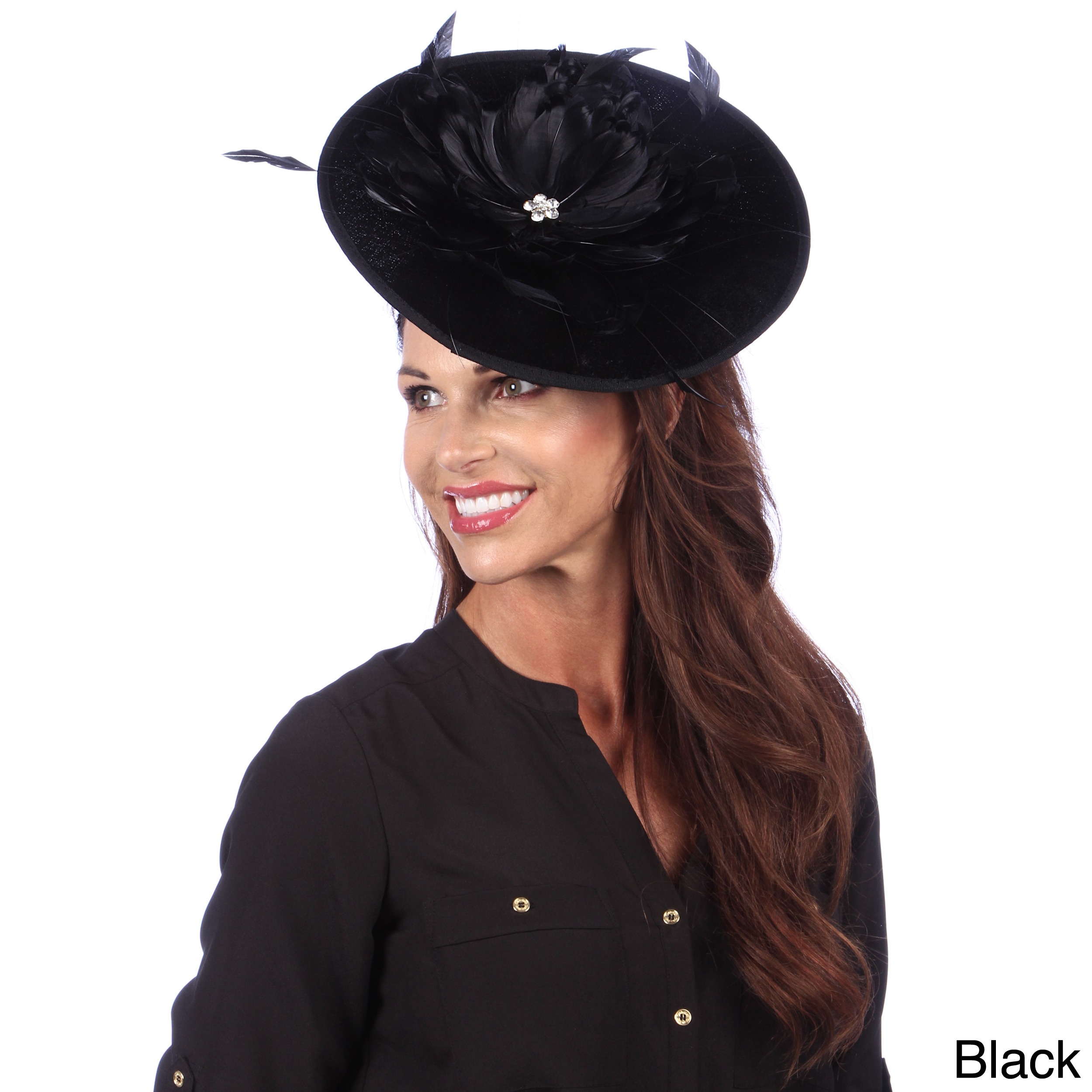 Swan Hat Swan Womens Sinamay Covered Velvet Fascinator With Feathers Black Size One Size Fits Most