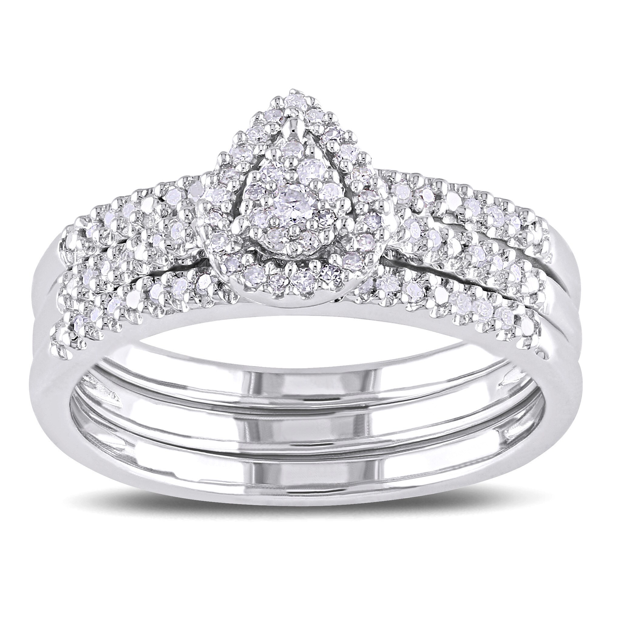 teardrop silver engagement ring